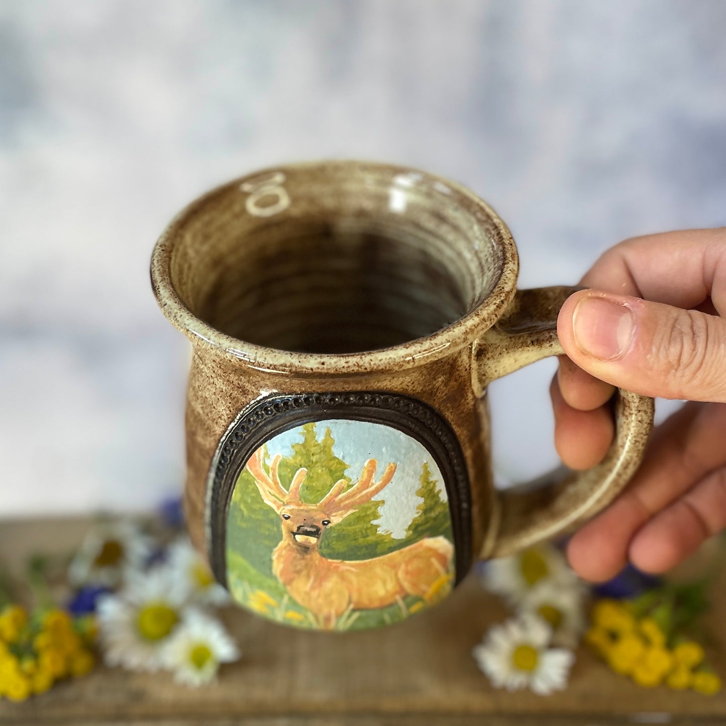 28. 16oz. Elk in Velvet and Wildflower Mug