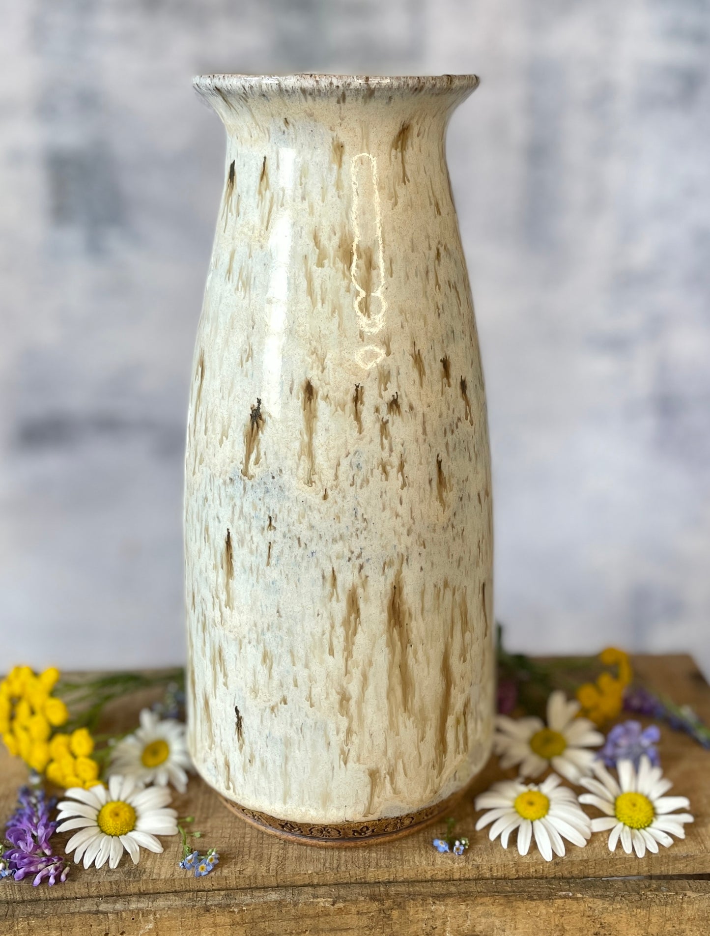 75. 9.5" Nesting Chickadees Vase