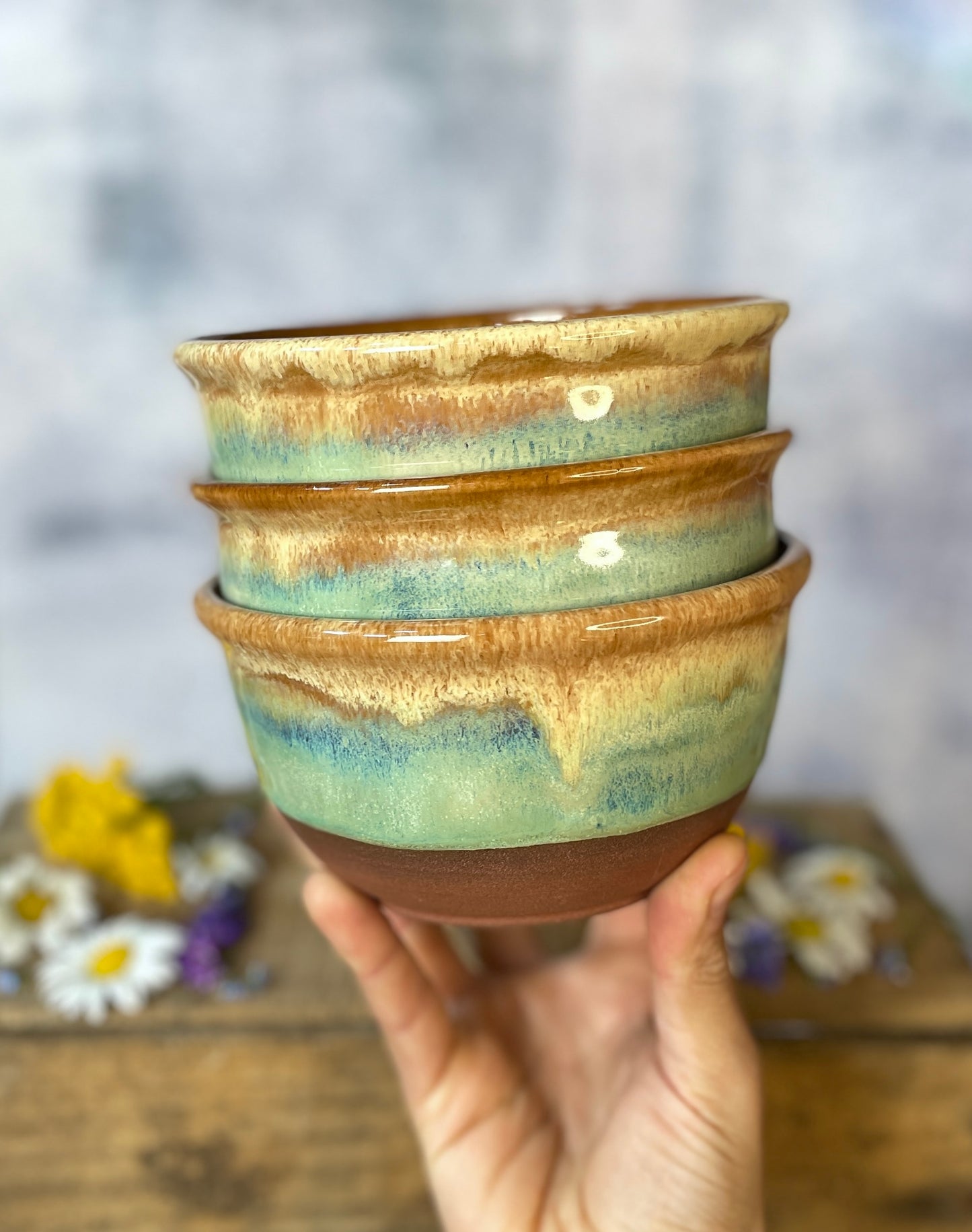 89. Set of Three 3"x5" Classic Glazed Bowls