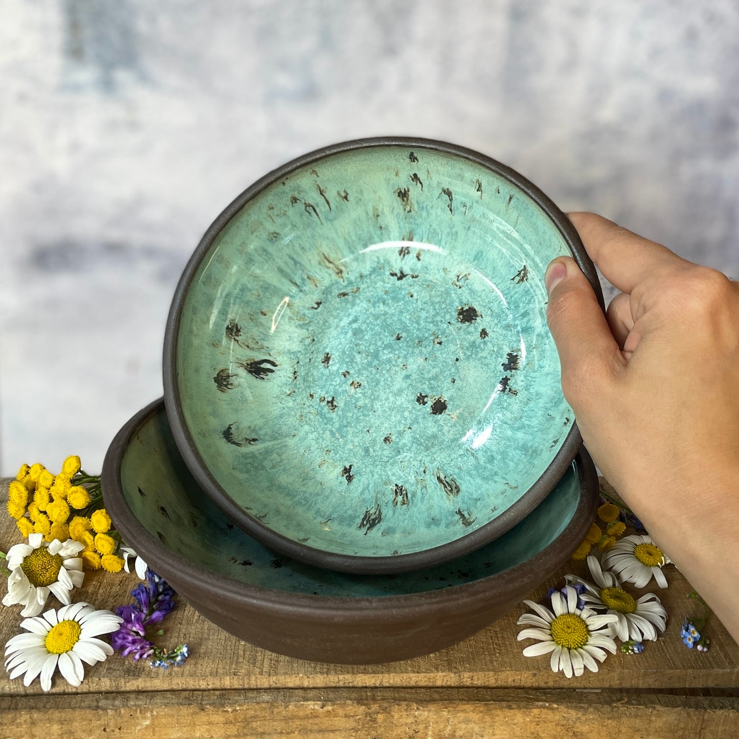 93. Set of Two 2"x7" Classic Glazed Bowls
