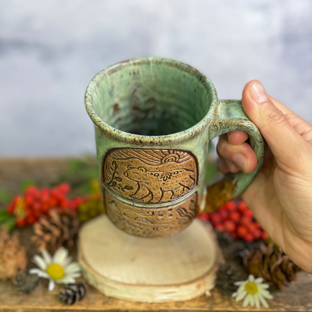 29. 16oz. Bear and Salmon Mug