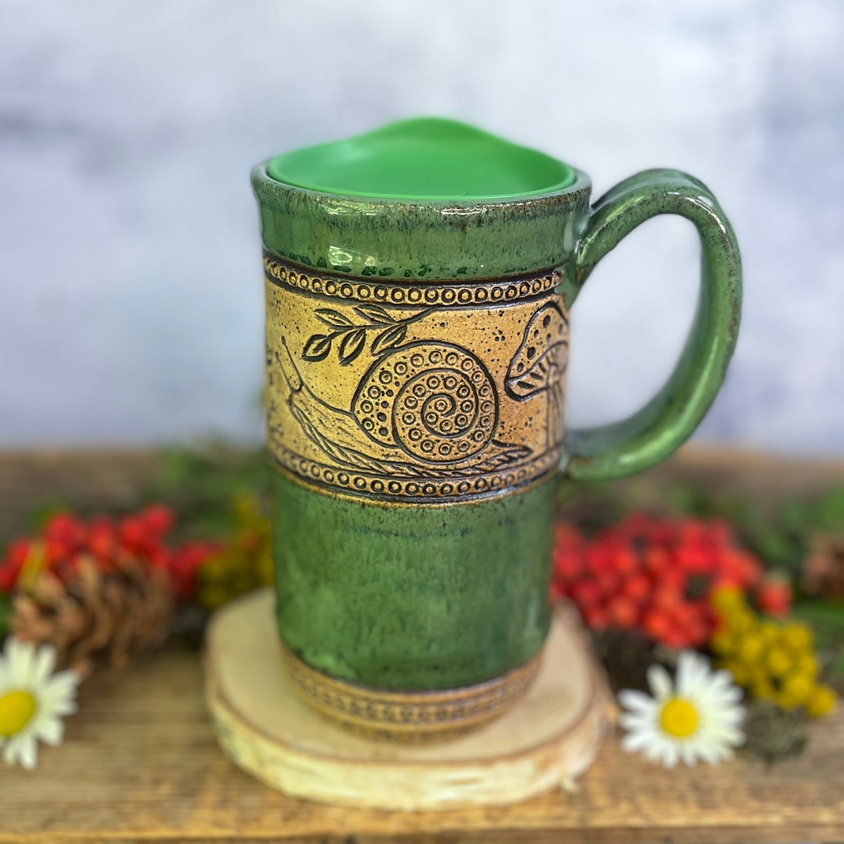 60. 18oz. Snail and Mushroom Travel Mug