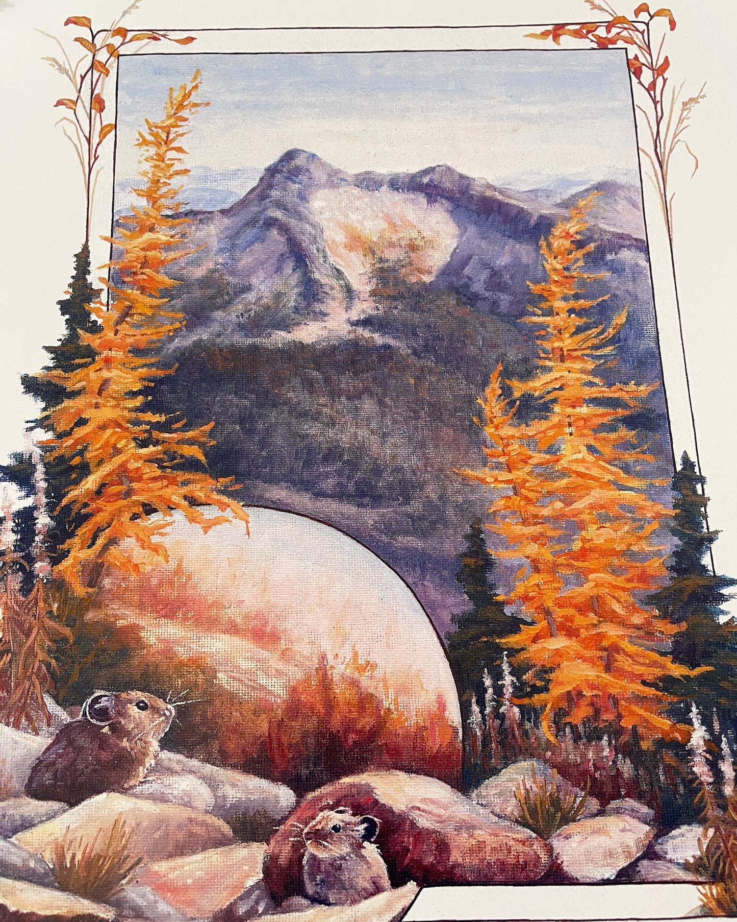 Pika and Larch 12x16 Print