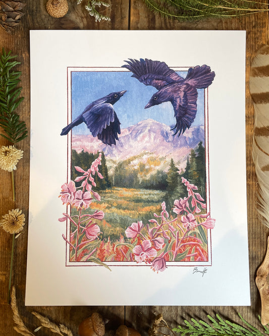 Crows and Fireweed 8x10 Print