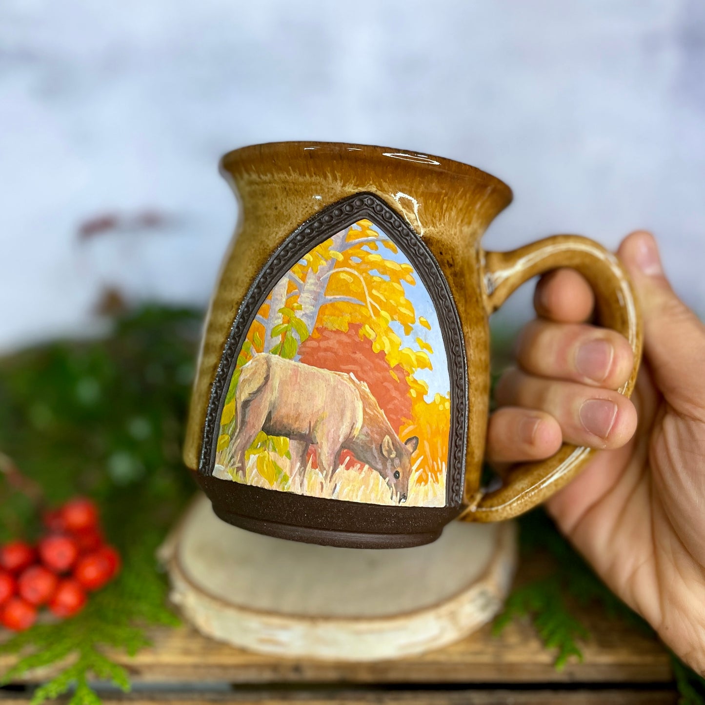 34. 17oz. Autumn Grazing Elk Mug