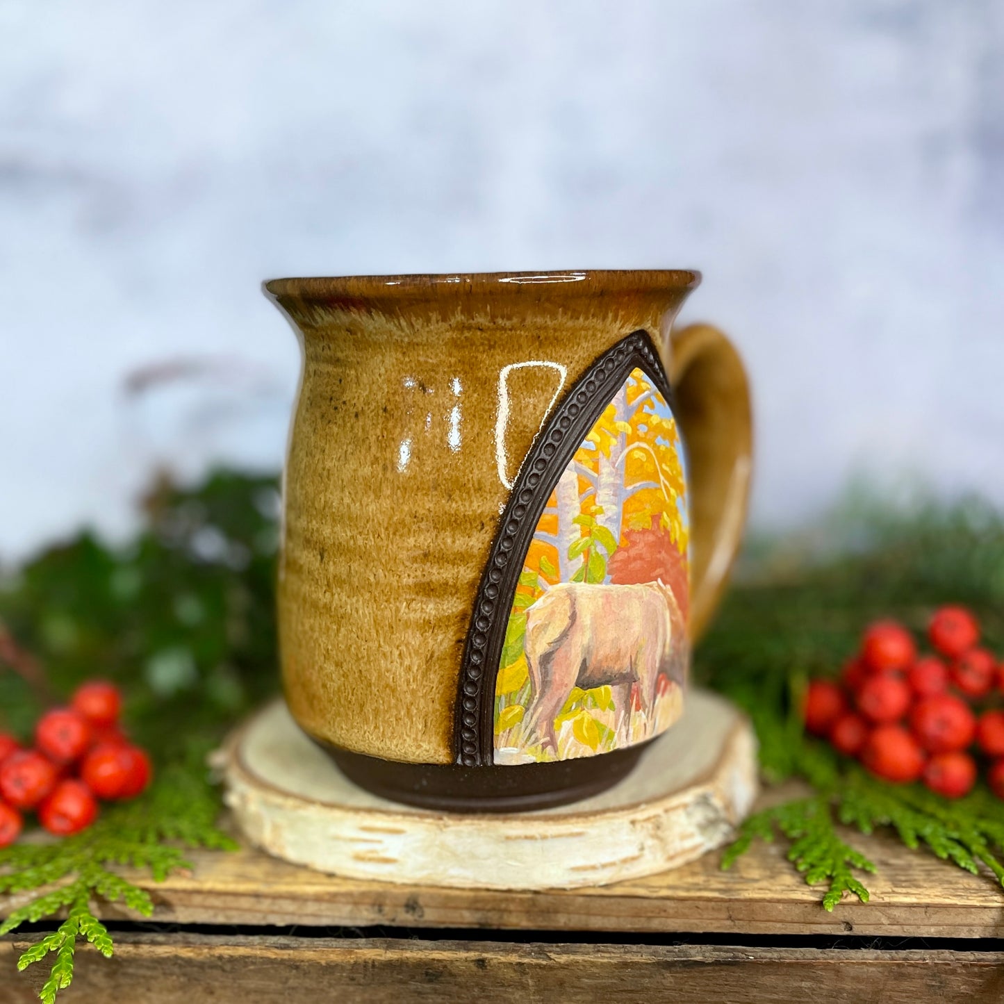 34. 17oz. Autumn Grazing Elk Mug