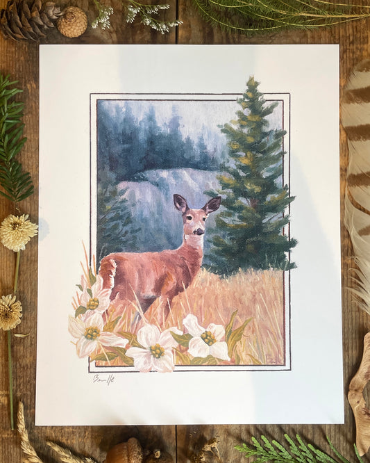 Doe and Dogwood 8x10 Print