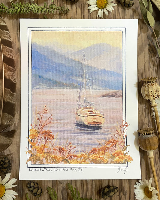 Sailboat and Tansy 6x8 Print