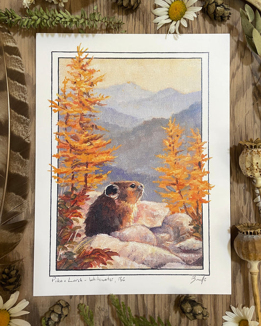 Pika and Larch 6x8 Print