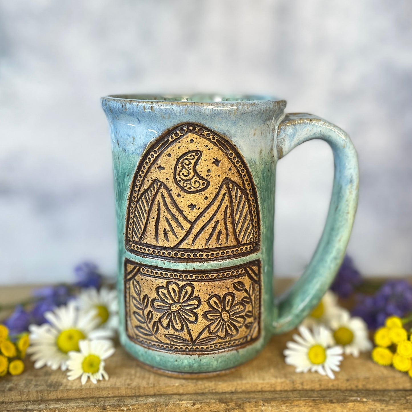 2. 16oz. Mountain Moon and Wildflower Mug