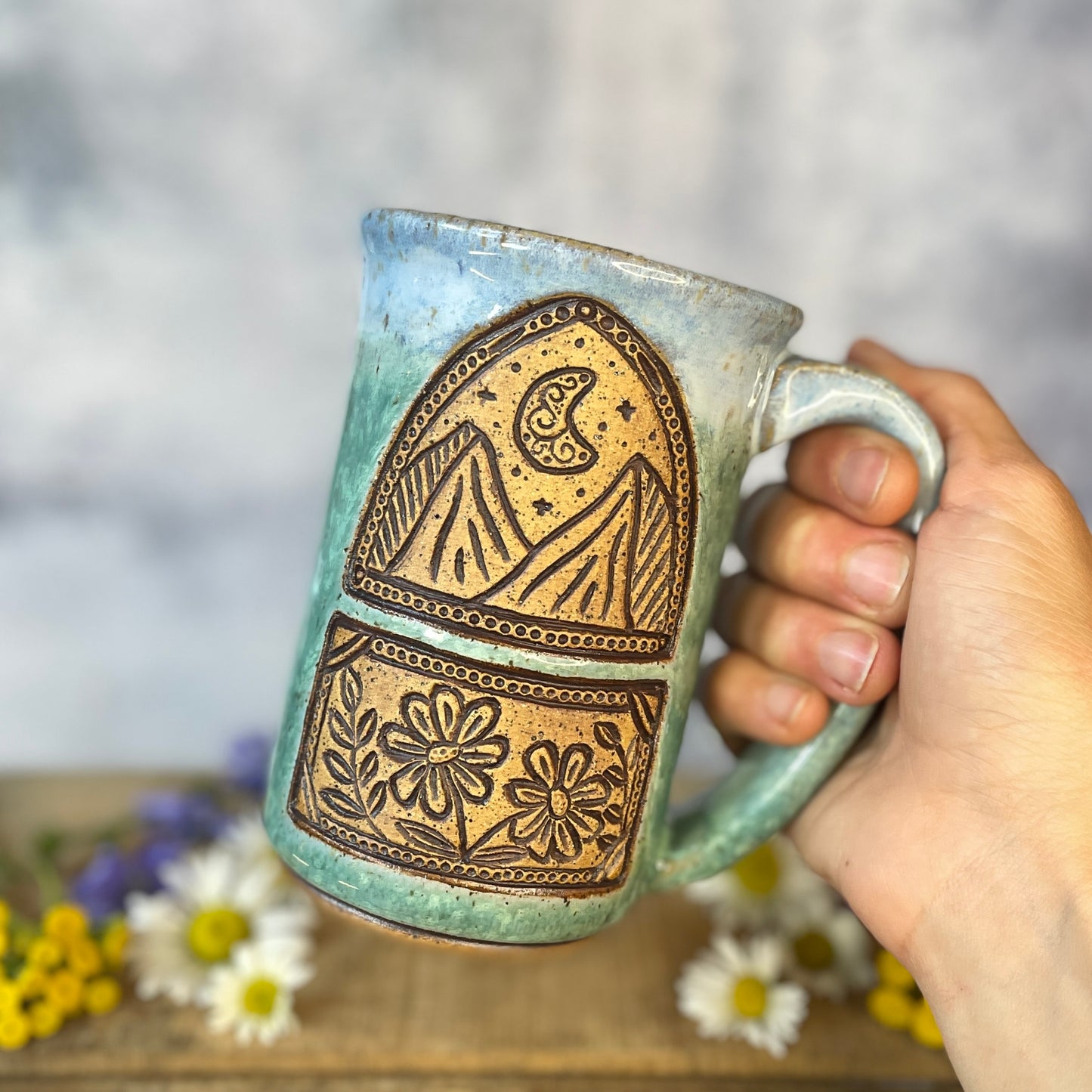 2. 16oz. Mountain Moon and Wildflower Mug
