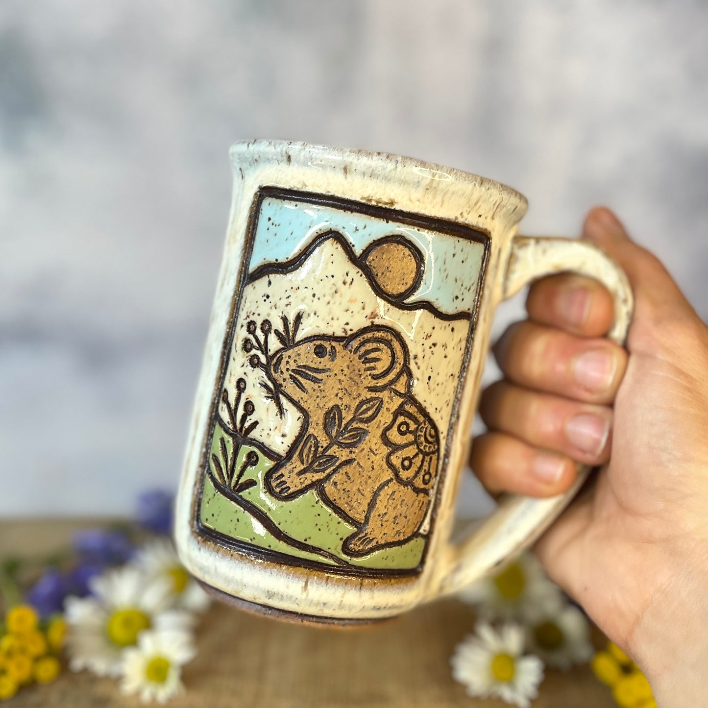 6. 16oz. Pika and Wildflower Mug
