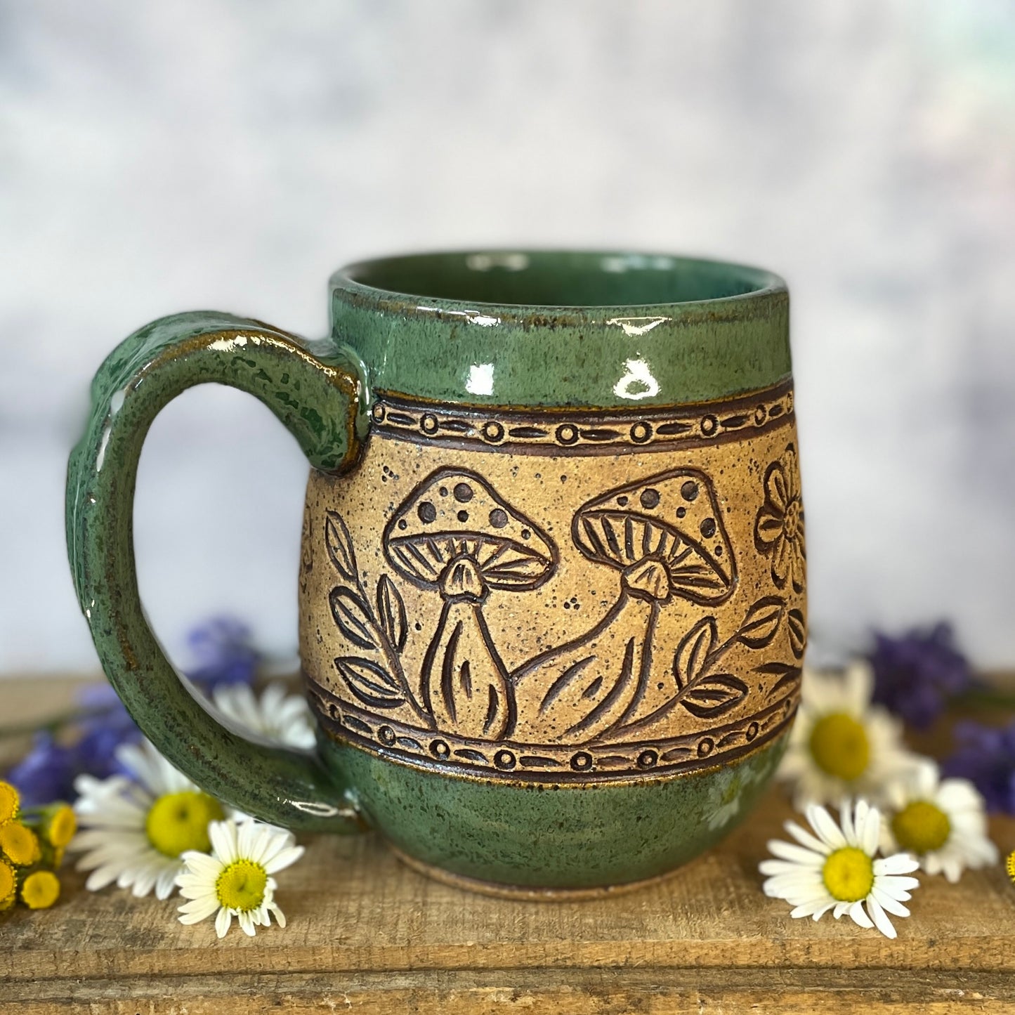 9. 17oz. Frog, Bee and Wildflower Mug