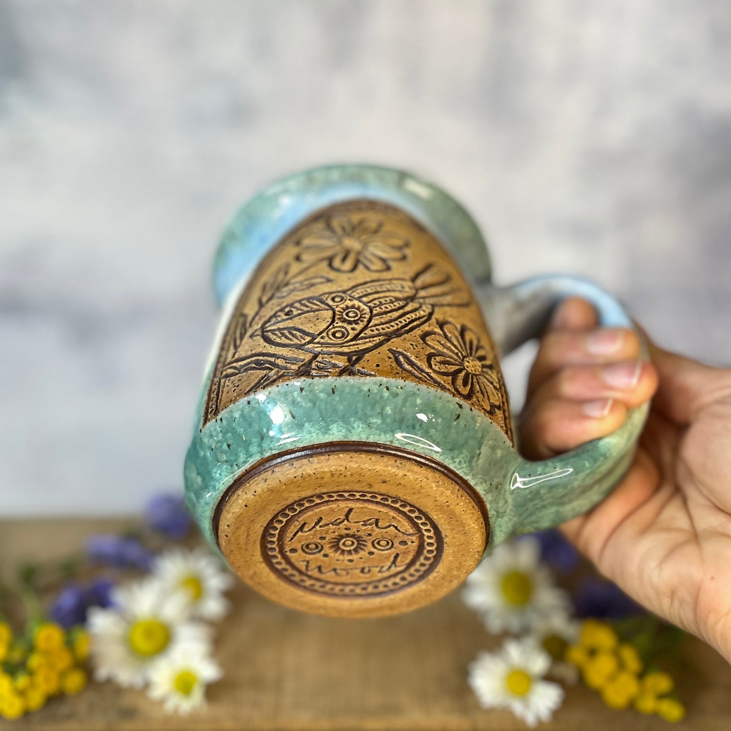13. 17oz. Chickadee and Wildflower Mug