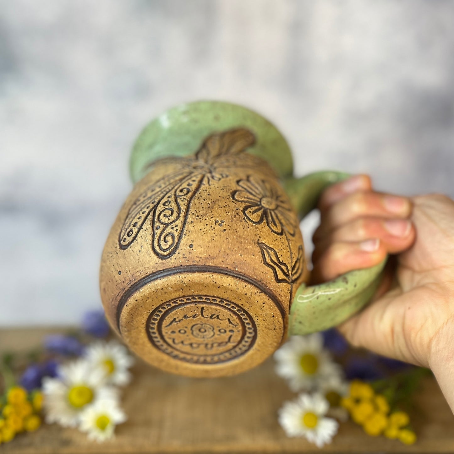 14. 18oz. Dragonfly, Bee and Wildflower Mug