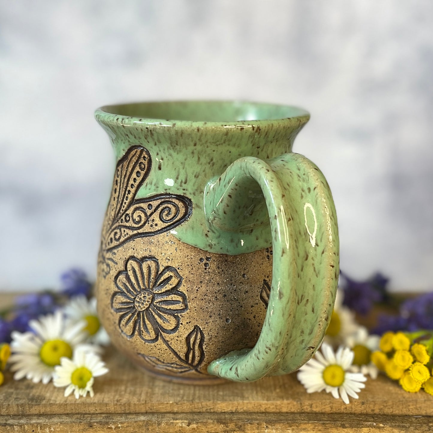 14. 18oz. Dragonfly, Bee and Wildflower Mug