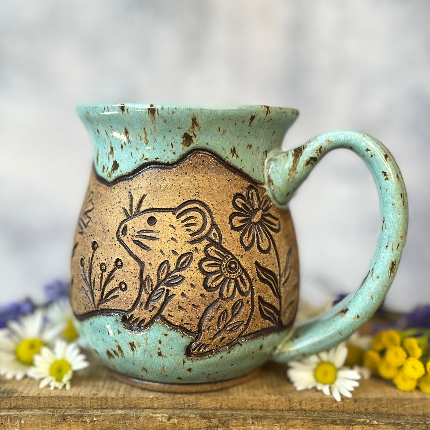 20. 18oz. Pika and Wildflower Mug
