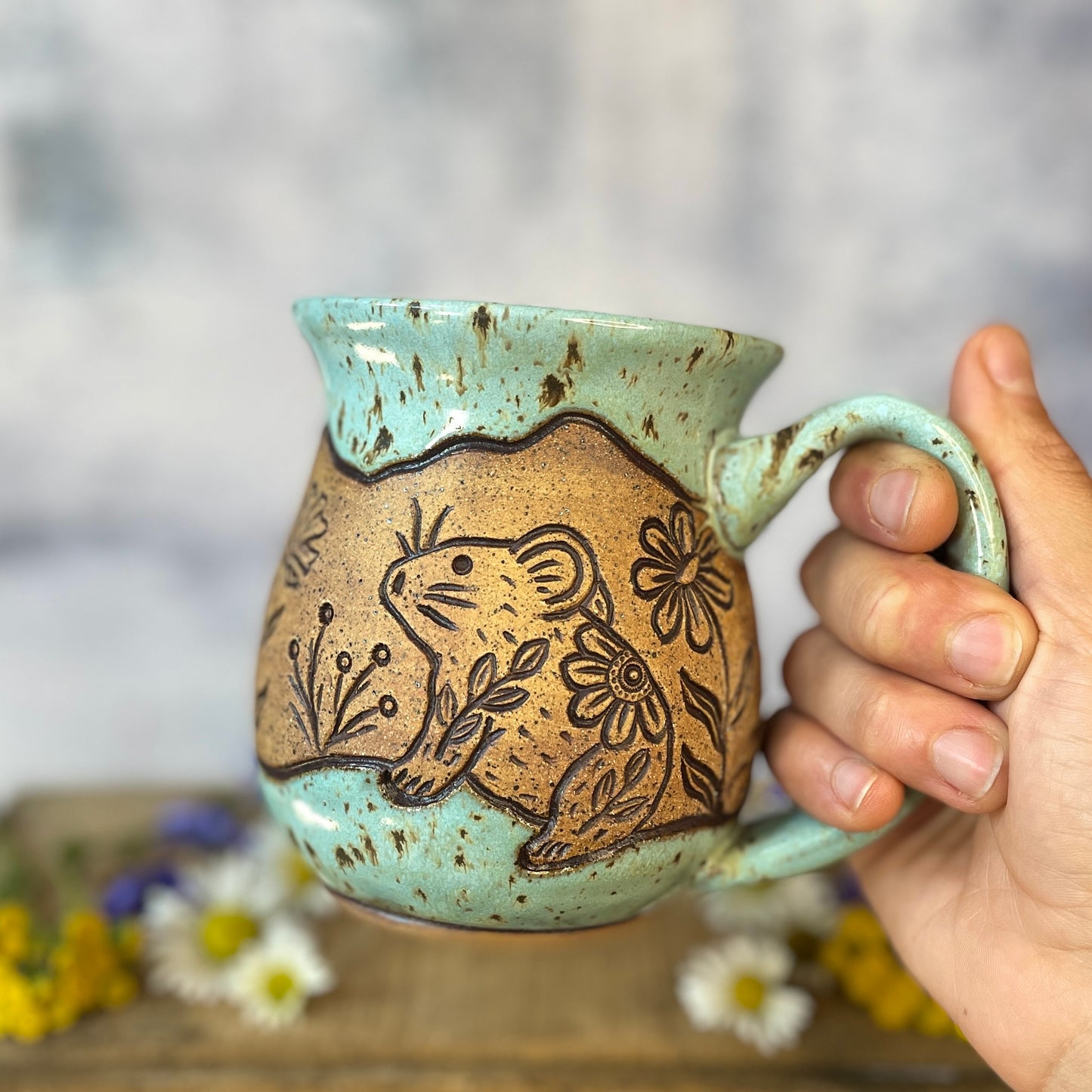 20. 18oz. Pika and Wildflower Mug