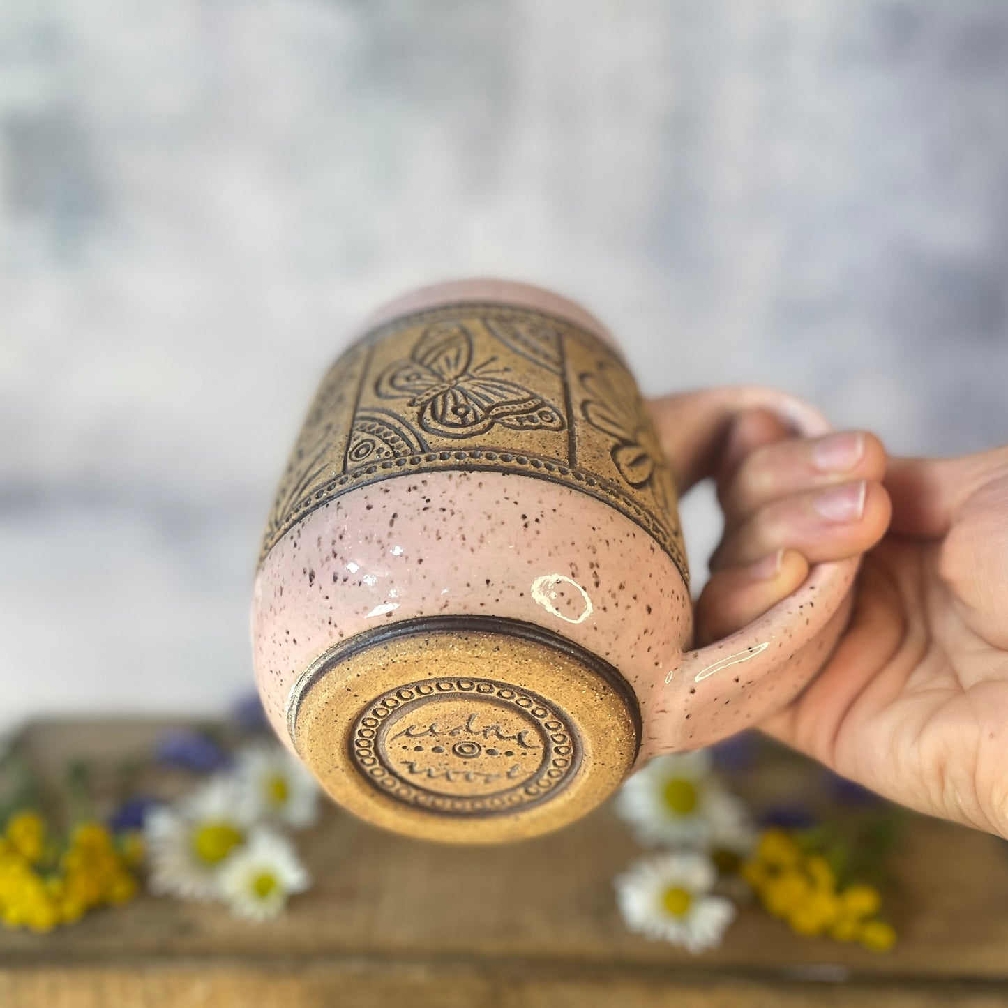 24. 18oz. Wildflower and Butterflies Tiled Mug