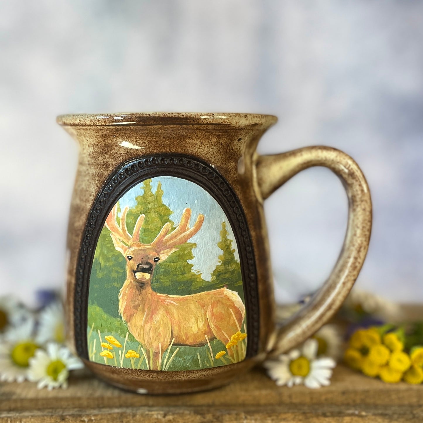 28. 16oz. Elk in Velvet and Wildflower Mug