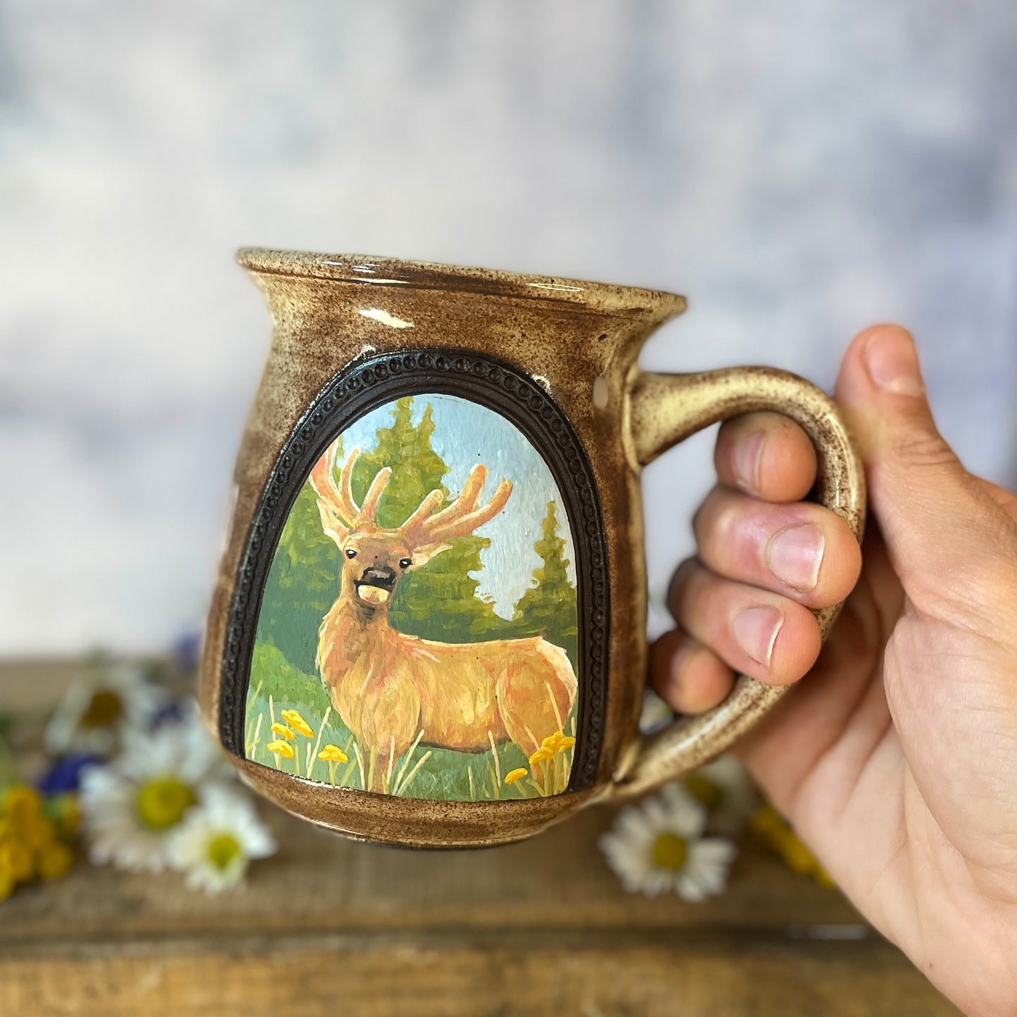 28. 16oz. Elk in Velvet and Wildflower Mug