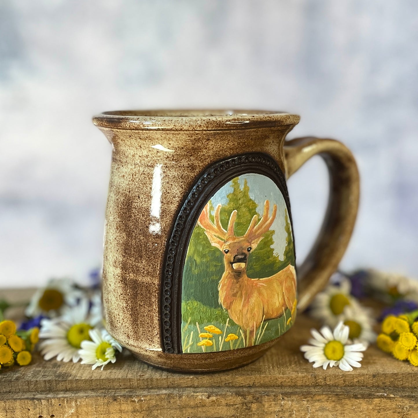 28. 16oz. Elk in Velvet and Wildflower Mug