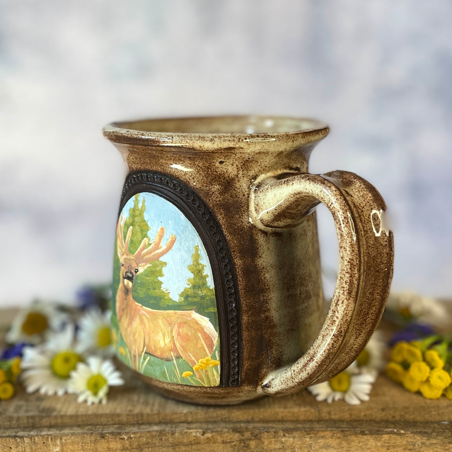 28. 16oz. Elk in Velvet and Wildflower Mug
