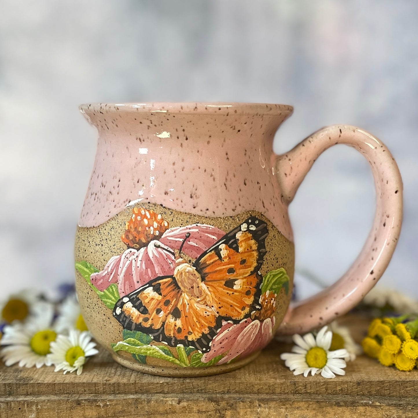 34. 18oz. Painted Lady and Echinacea Mug