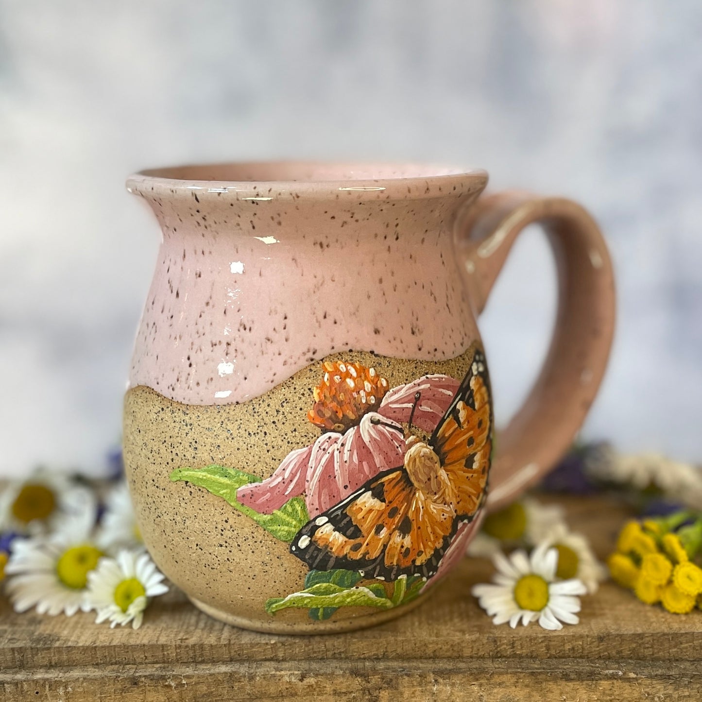 34. 18oz. Painted Lady and Echinacea Mug