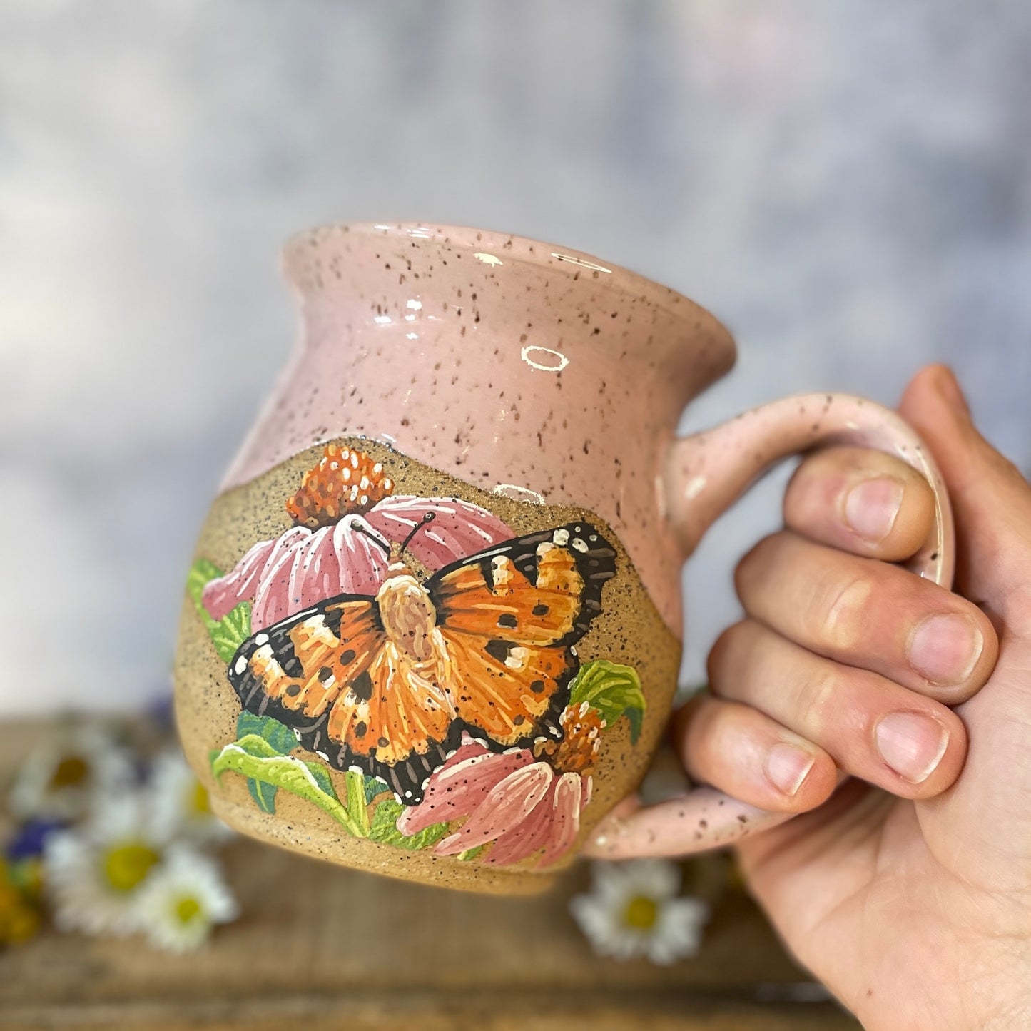 34. 18oz. Painted Lady and Echinacea Mug