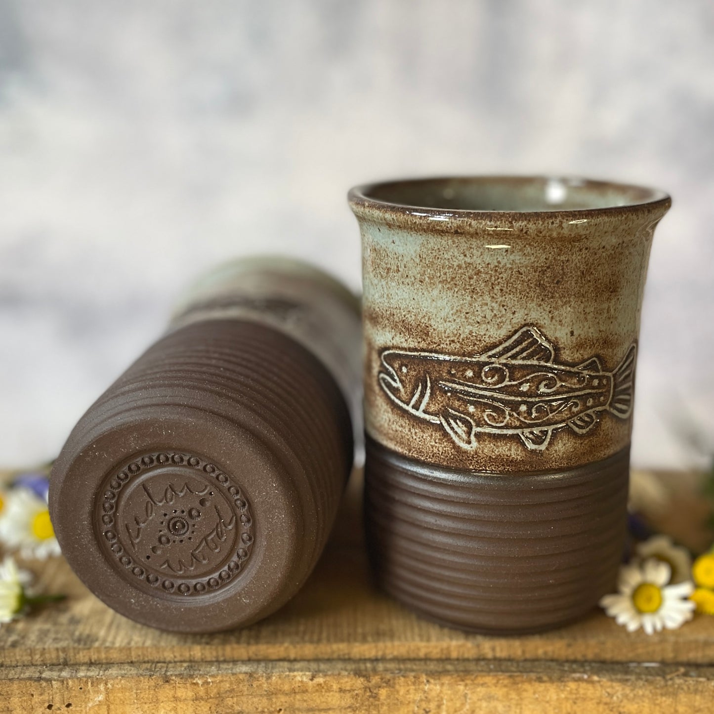 42. 15oz. Set of Two Shino Trout Tumblers
