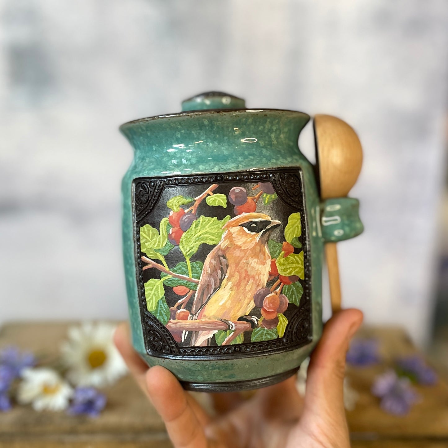53. 19oz. Cedar Waxwing and Saskatoon Berry Jar with Scoop