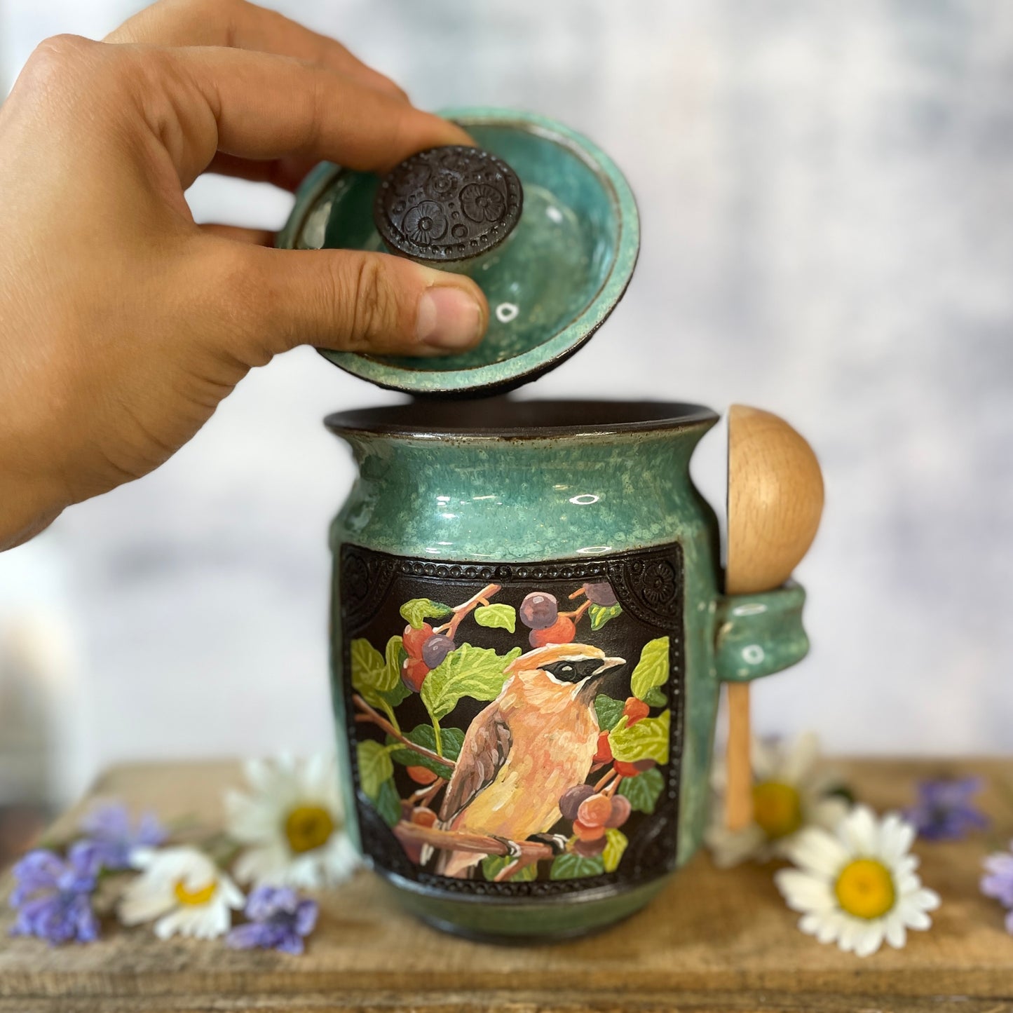 53. 19oz. Cedar Waxwing and Saskatoon Berry Jar with Scoop