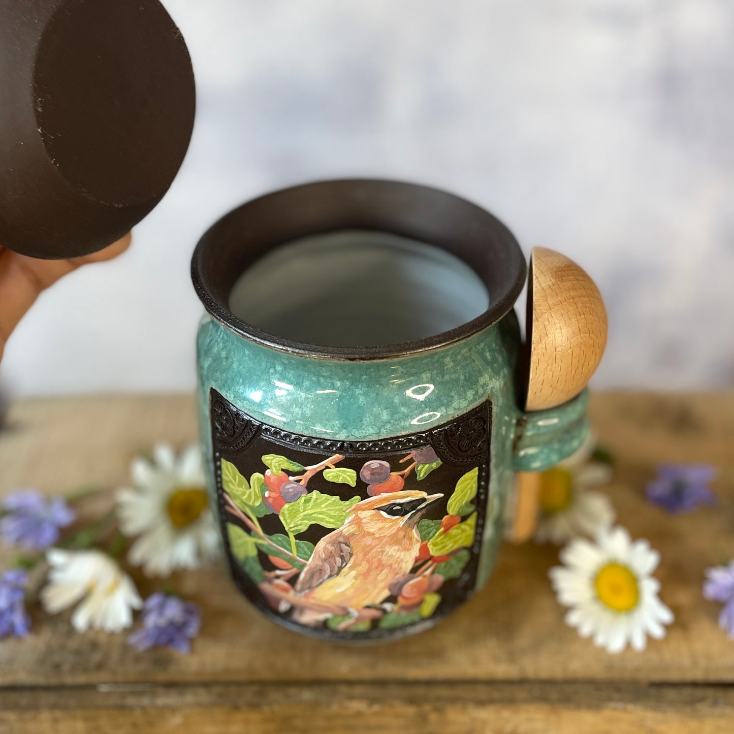 53. 19oz. Cedar Waxwing and Saskatoon Berry Jar with Scoop