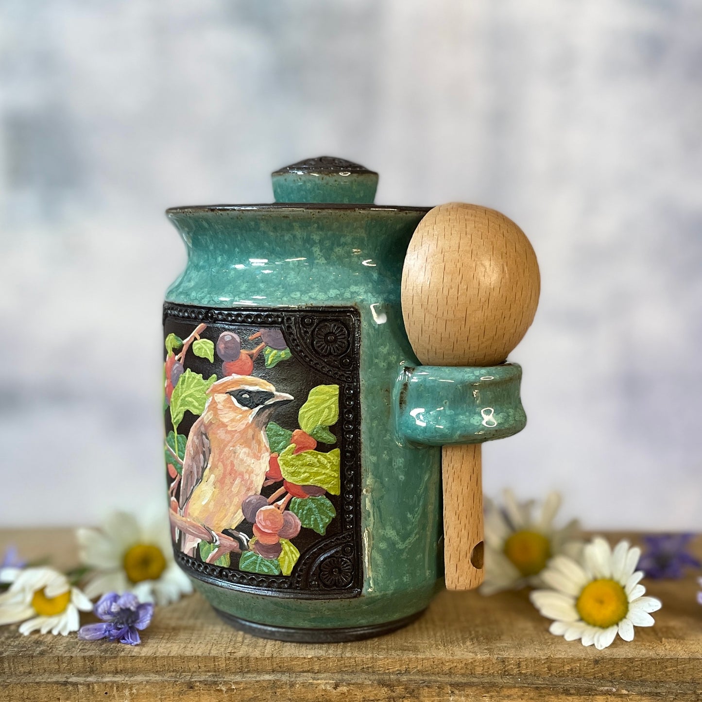 53. 19oz. Cedar Waxwing and Saskatoon Berry Jar with Scoop