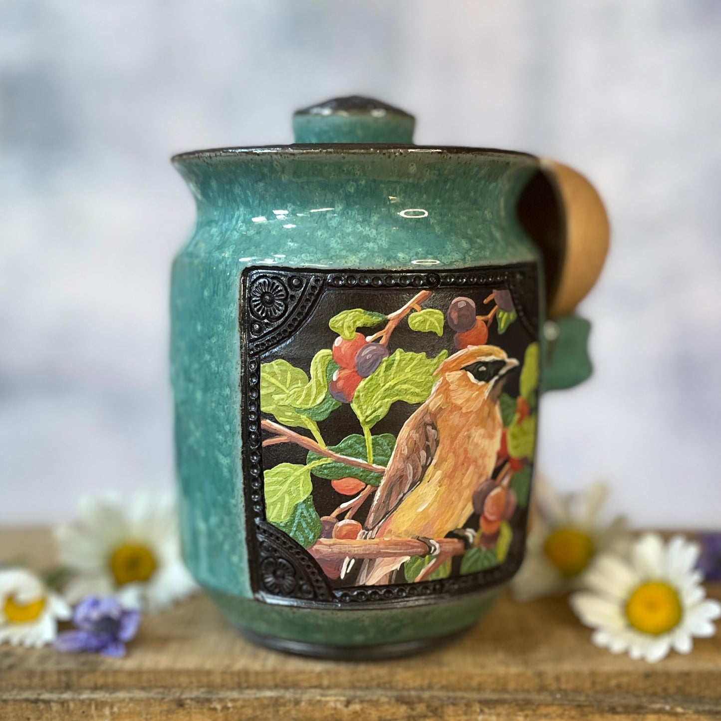 53. 19oz. Cedar Waxwing and Saskatoon Berry Jar with Scoop