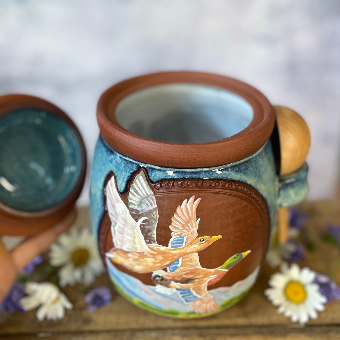 57. 40oz. Pair of Mallard Ducks Jar with Scoop