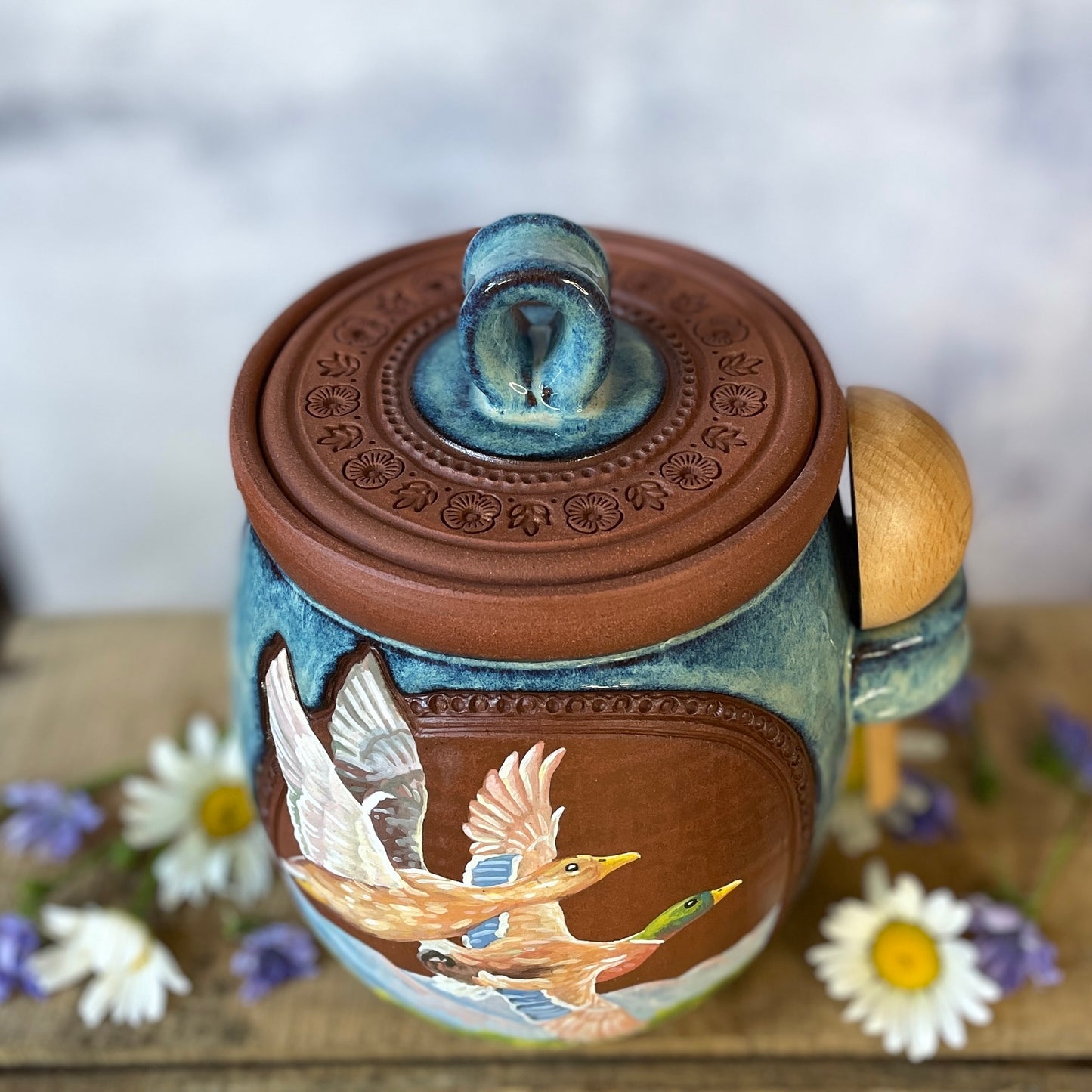 57. 40oz. Pair of Mallard Ducks Jar with Scoop