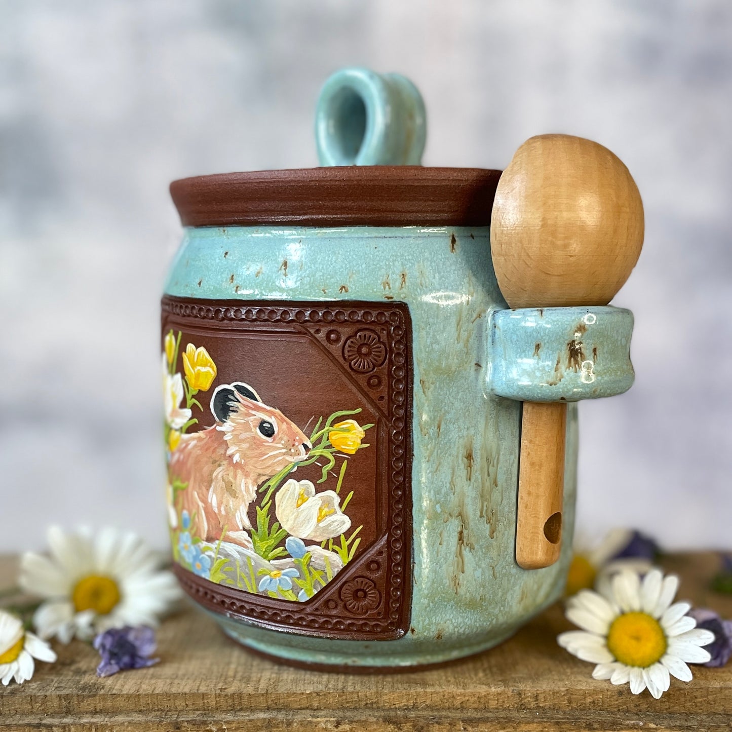 59. 34oz. Pika and Wildflower Jar