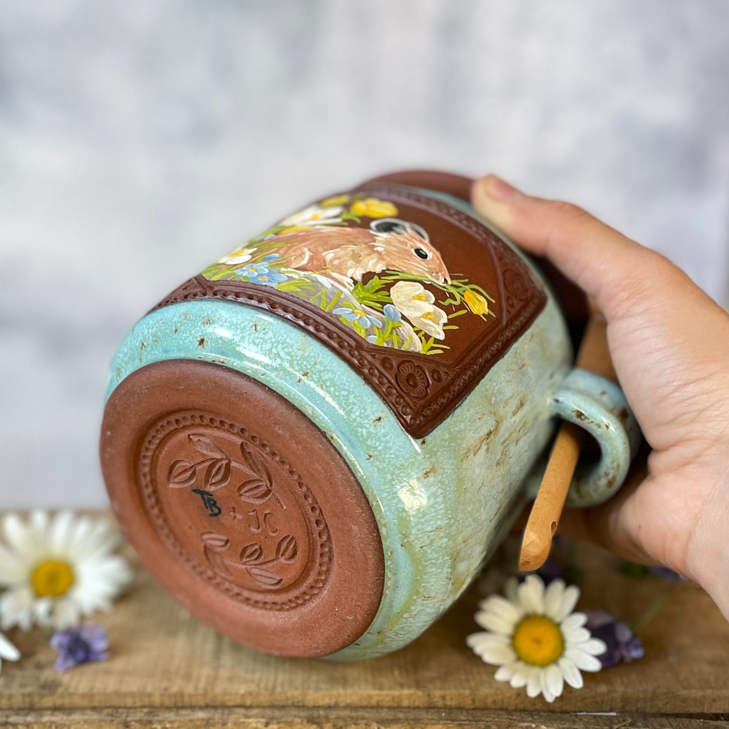 59. 34oz. Pika and Wildflower Jar