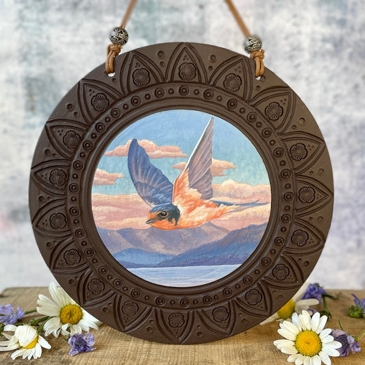 60. 7x7" Swallow on Kootenay Lake Wall Hanging