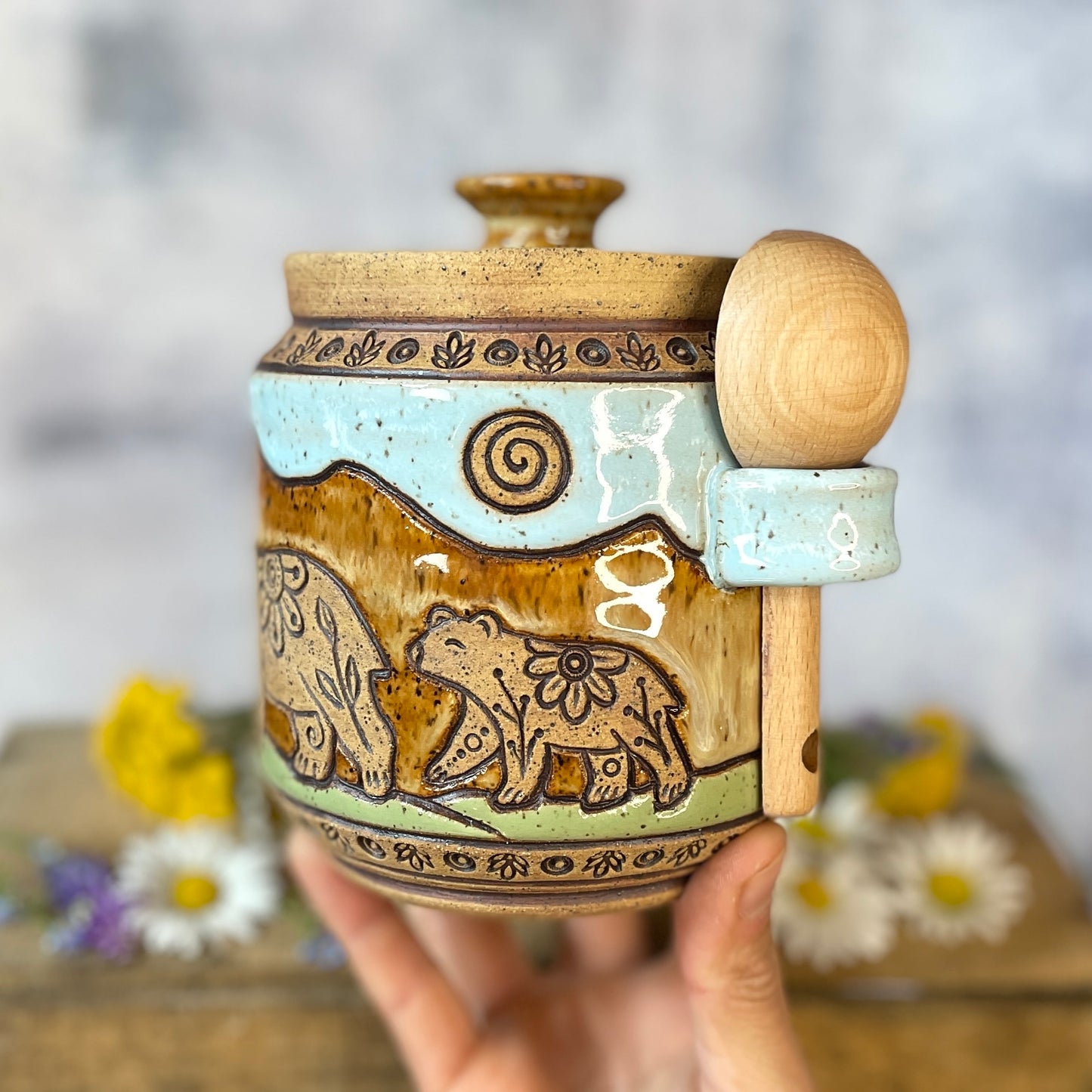 66. *Note* 30oz. Bear and Cub Jar with Scoop