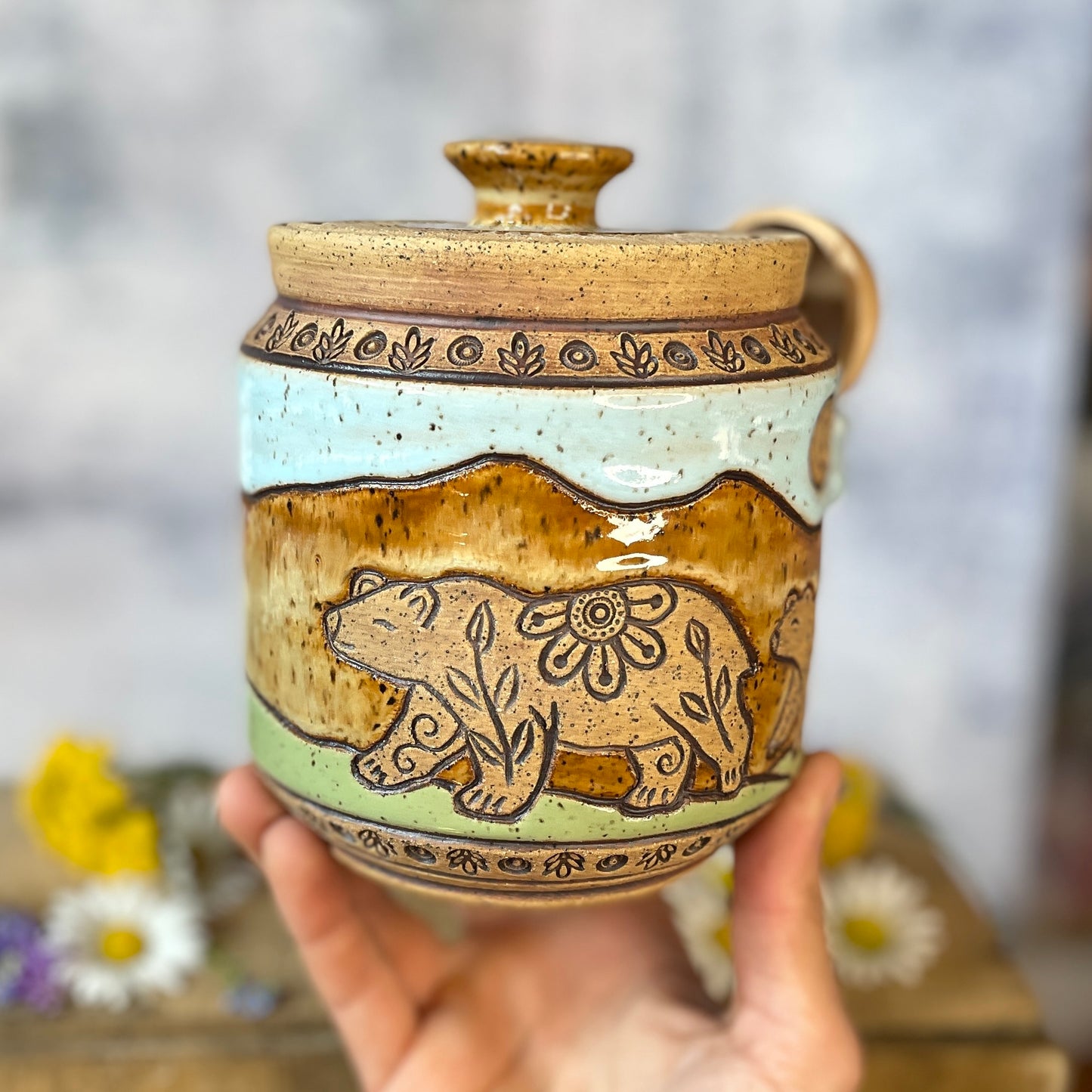 66. *Note* 30oz. Bear and Cub Jar with Scoop