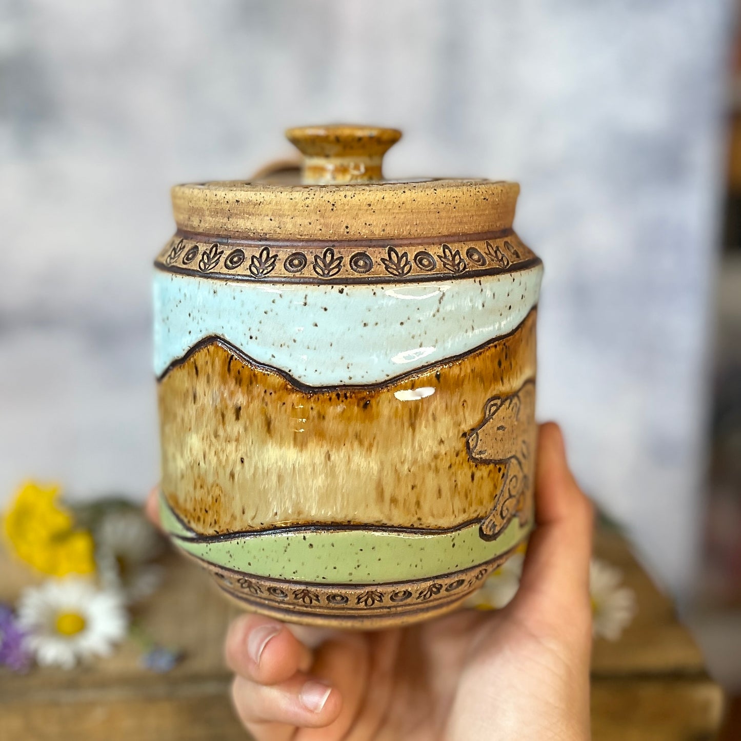 66. *Note* 30oz. Bear and Cub Jar with Scoop