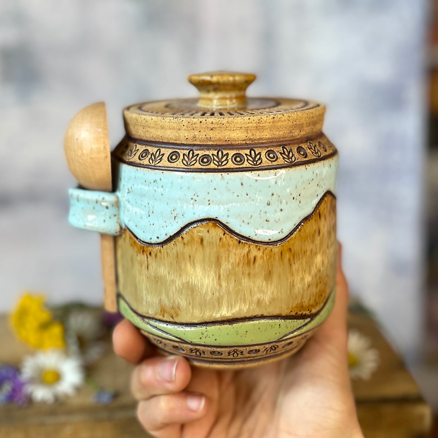 66. *Note* 30oz. Bear and Cub Jar with Scoop