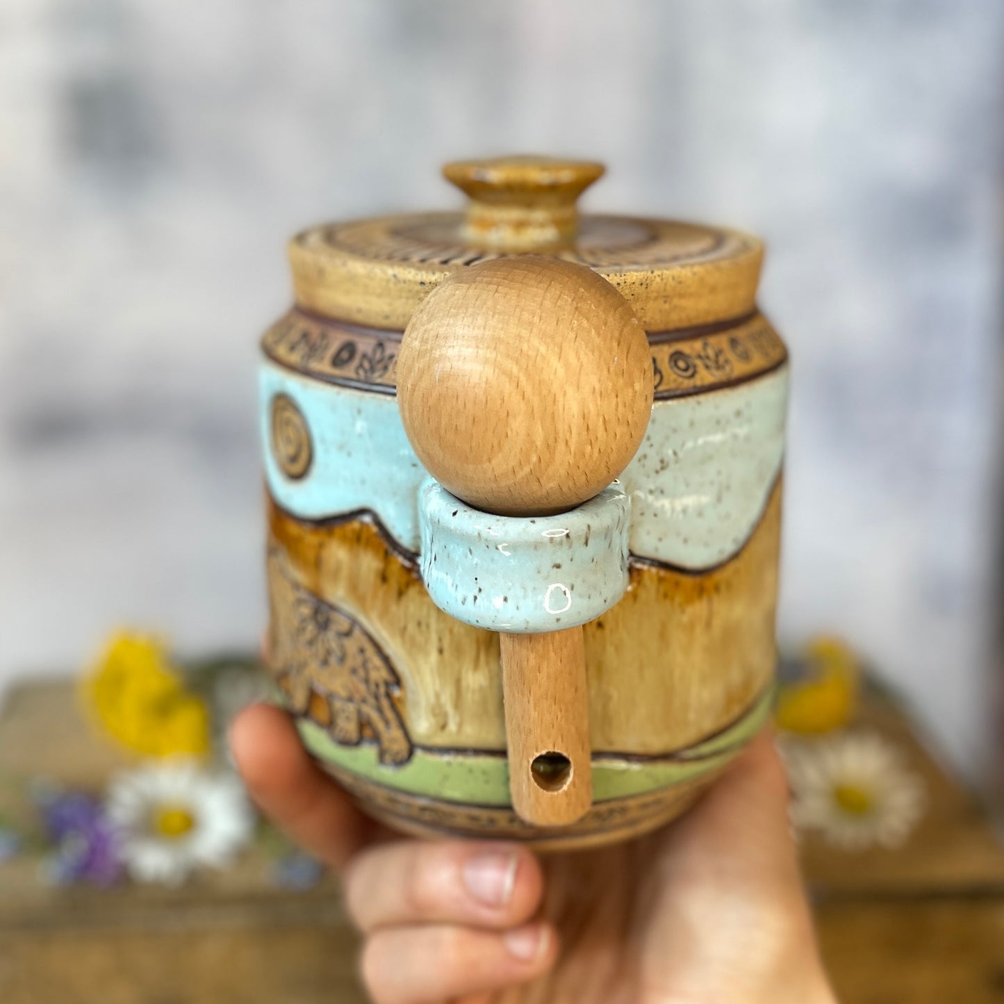 66. *Note* 30oz. Bear and Cub Jar with Scoop