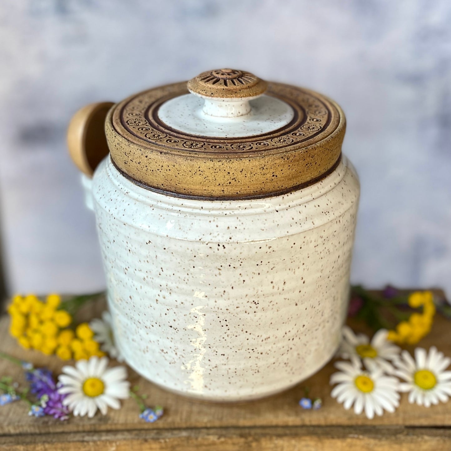 70. 60oz. Chickadee and Wildflower Jar with Scoop