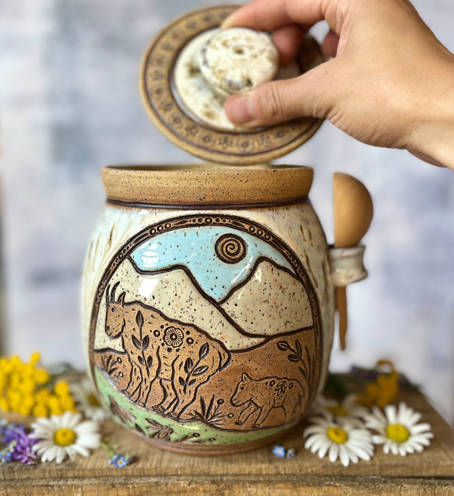 71. *Discount* 62oz. Mountain Goat Jar with Scoop