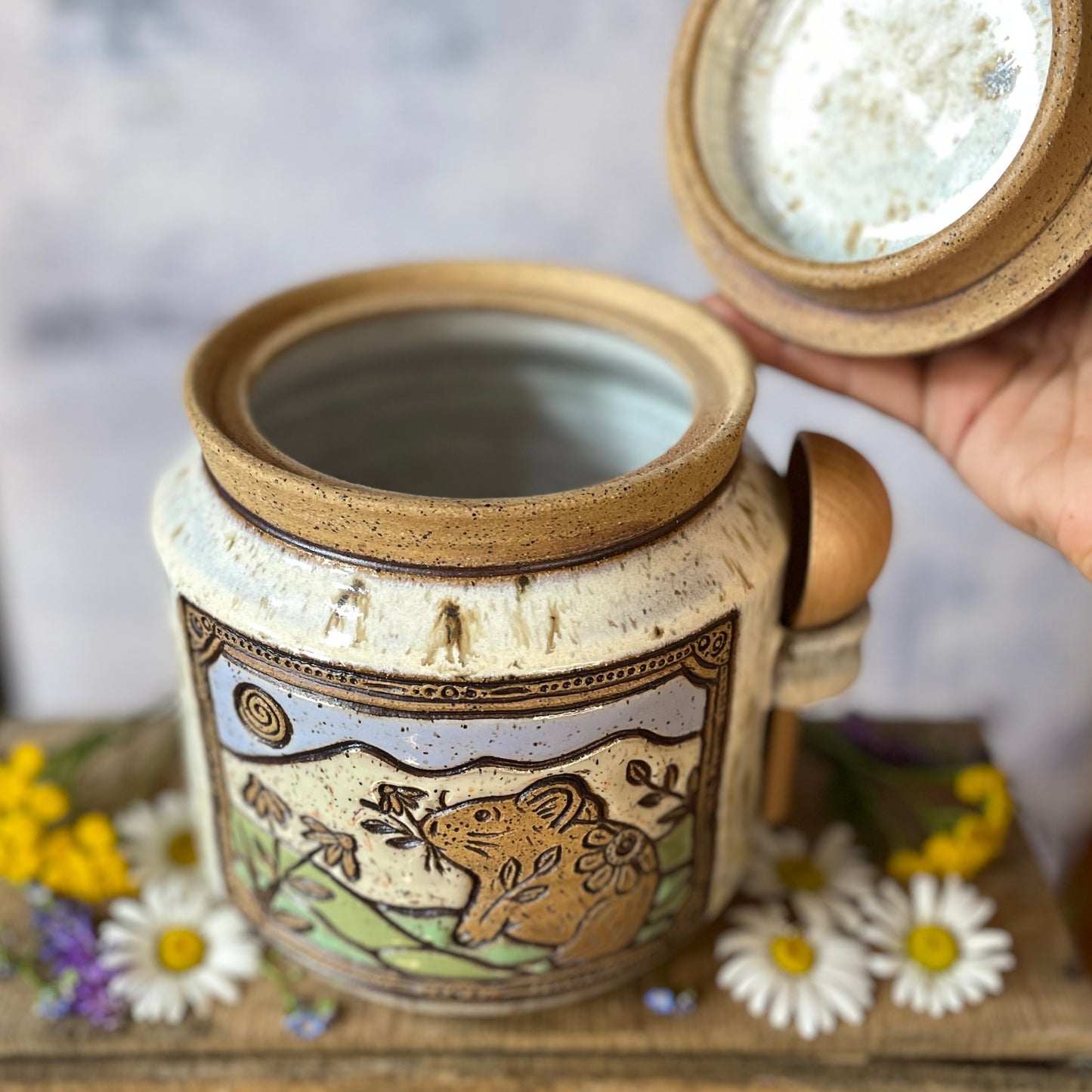 72. 60oz. Pika and Wildflower Jar with Scoop