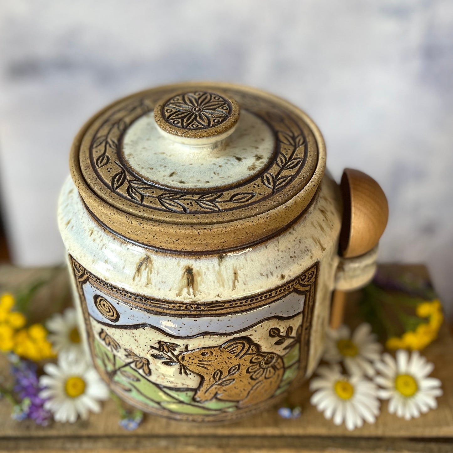 72. 60oz. Pika and Wildflower Jar with Scoop